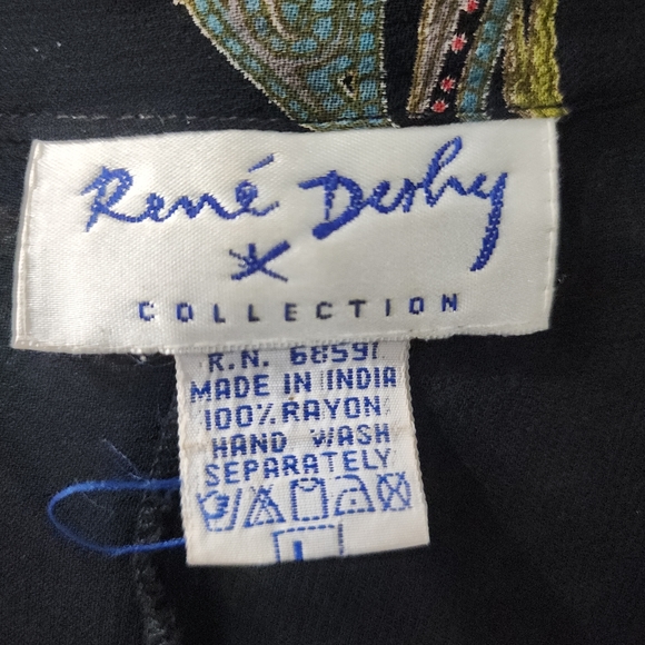 Rene Derby Top Tunic Cape Cover Womens  Multicolor Paisley Print Sequins - Picture 14 of 15